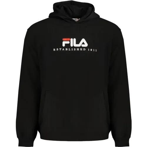 Schwarzer Baumwoll-Hoodie Stilvoller Komfort , Herren, Größe: S - Fila - Modalova