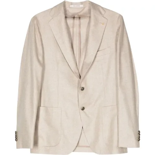 Almond Silk Jacket with Brooch Detail , male, Sizes: 2XL, 3XL - Tagliatore - Modalova