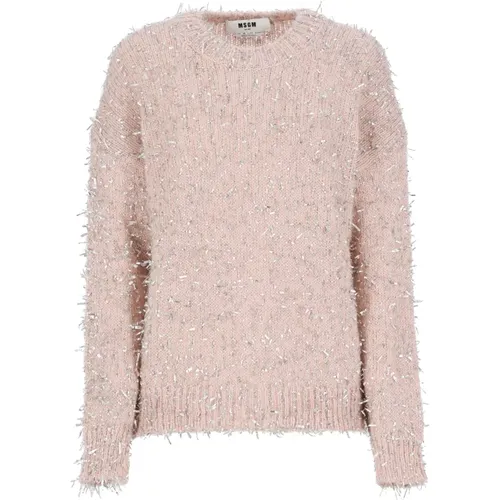 Rosa Lurex Rundhals Pullover MSGM - MSGM - Modalova