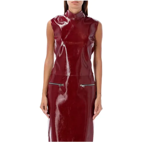 Bordeaux Patent Leather High Neck Top , female, Sizes: S, XS - Msgm - Modalova