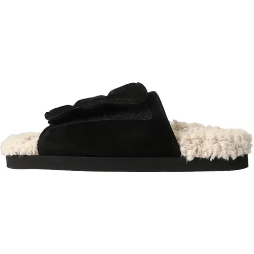 Suede Shearling Low Sandals , female, Sizes: 4 1/2 UK, 3 UK - Gia Borghini - Modalova