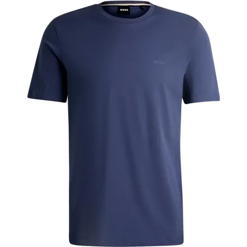 Blaues Baumwoll-T-Shirt mit Gummi-Logo - Hugo Boss - Modalova