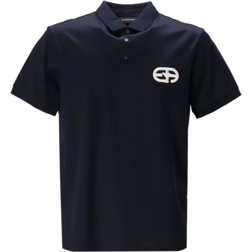 Marineblau Logo Patch Polo Shirt , Herren, Größe: S - Emporio Armani - Modalova