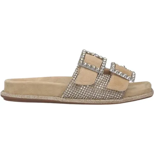 Embellished Flat Sandal , female, Sizes: 3 UK, 6 UK, 4 UK, 5 UK - Alma en Pena - Modalova