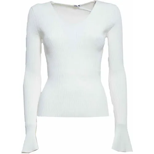 Ribbed Knit V-Neck Sweater , female, Sizes: XS - Aspesi - Modalova