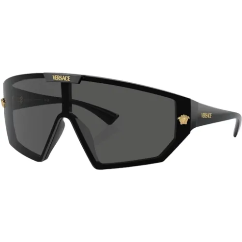 Sunglasses Dark Grey Lens Mirror Gold , male, Sizes: 47 MM - Versace - Modalova