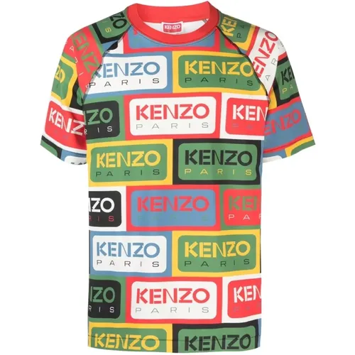 Stilvolles Rotes T-Shirt oder Polo mit KZO Labels , Herren, Größe: M - Kenzo - Modalova