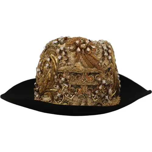 Luxury Embroidered Fedora Hat , female, Sizes: 57 CM - Dolce & Gabbana - Modalova