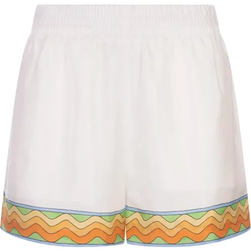Weiße Seiden-Tennisclub-Shorts , Damen, Größe: S - Casablanca - Modalova