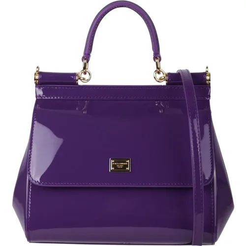 Medium Sicily Shoulder Bag with Patent Finish , female, Sizes: ONE SIZE - Dolce & Gabbana - Modalova