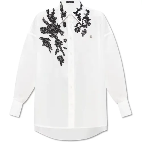 Shirt mit Spitzenbesatz - Dolce & Gabbana - Modalova