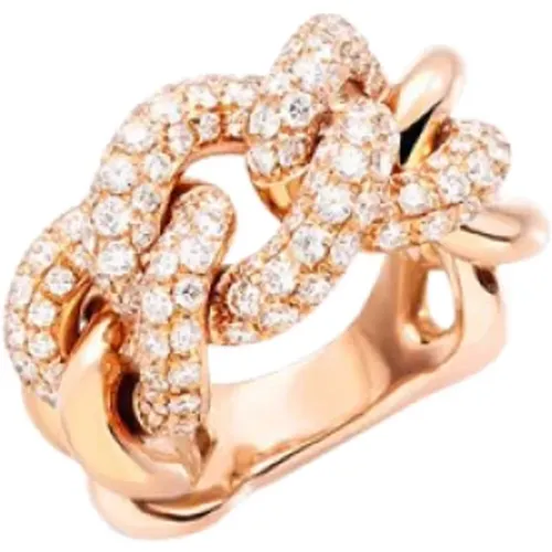 Chain Ring with Diamonds in 18kt Rose Gold , female, Sizes: 53 MM - Pomellato - Modalova