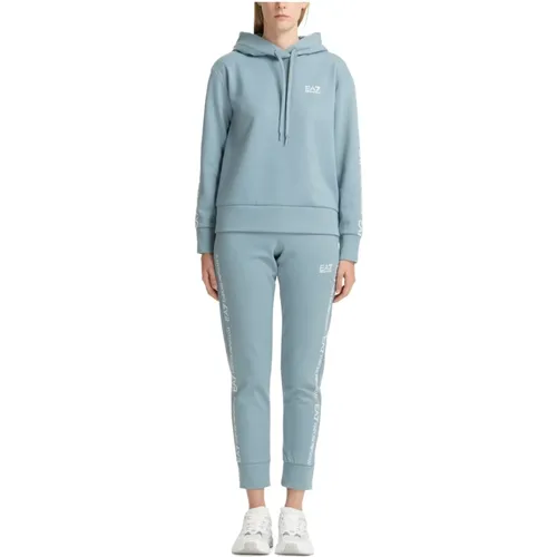 Plain Hooded Tracksuit with Drawstring Closure , female, Sizes: S - Emporio Armani EA7 - Modalova