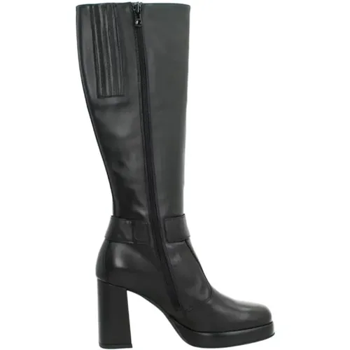 Schwarze Italienische Stiefel mit Minimalem Design , Damen, Größe: 36 EU - Nerogiardini - Modalova