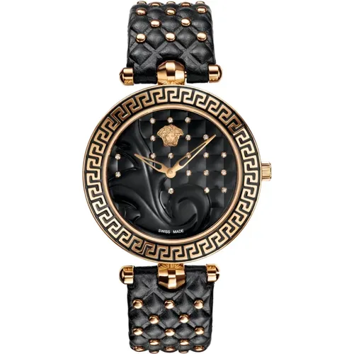 Vanitas Diamond Schwarze Lederuhr - Versace - Modalova