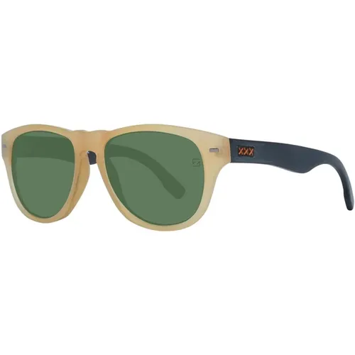 Luxurious Horn Round Sunglasses Green Lenses , male, Sizes: ONE SIZE - Ermenegildo Zegna - Modalova