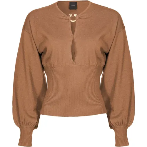 Sweaters with Love Birds Detail , female, Sizes: M - pinko - Modalova