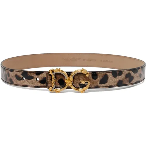 Leopard Print DG Buckle Belt , female, Sizes: 70 CM, 80 CM, 85 CM, 75 CM - Dolce & Gabbana - Modalova