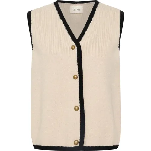 Knit Vest Ancient Scroll , female, Sizes: XS/S, M/L - Cream - Modalova