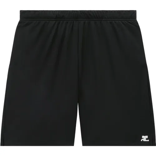 Schwarze Lycra-Shorts mit Reißverschlusstaschen , Herren, Größe: XL - Courrèges - Modalova