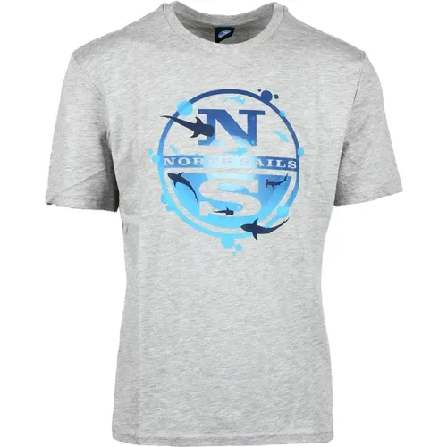 Hellgraues T-Shirt für Männer , Herren, Größe: XL - North Sails - Modalova