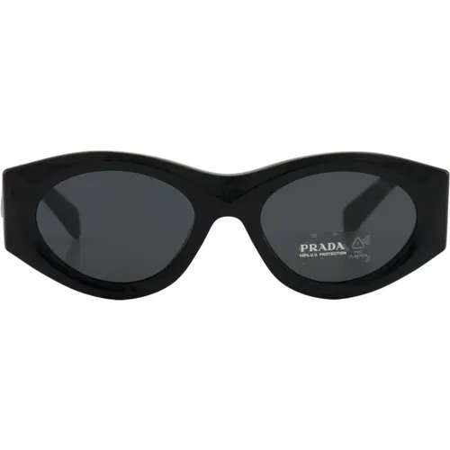 Mutige Oval Sonnenbrille - Schwarz , unisex, Größe: L - Prada - Modalova