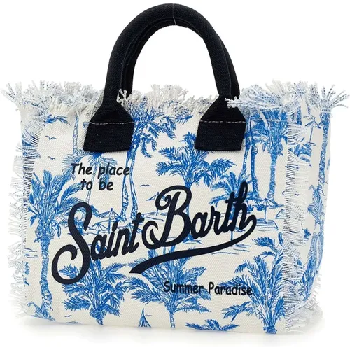 Beach Pattern Cotton Handbag with Fringe , female, Sizes: ONE SIZE - MC2 Saint Barth - Modalova