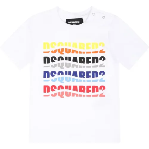 Baumwoll-T-Shirt mit mehrfarbigem Logo-Print - Dsquared2 - Modalova