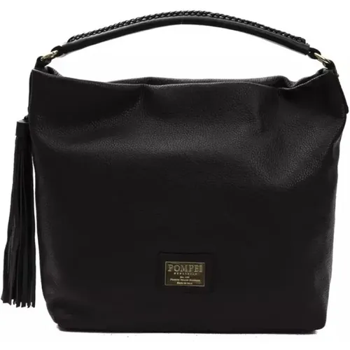 Luxuriöse Schwarze Leder-Schultertasche - Pompei Donatella - Modalova