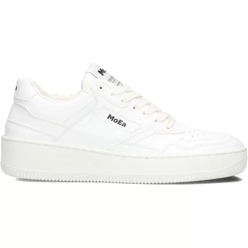 Weiße Leder Low-Top Sneakers , Damen, Größe: 39 EU - MoEa - Modalova