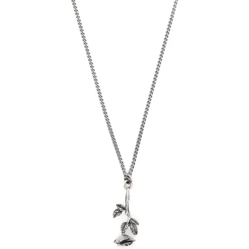 Silver Chain Necklace with Rose Pendant , male, Sizes: ONE SIZE - Emanuele Bicocchi - Modalova