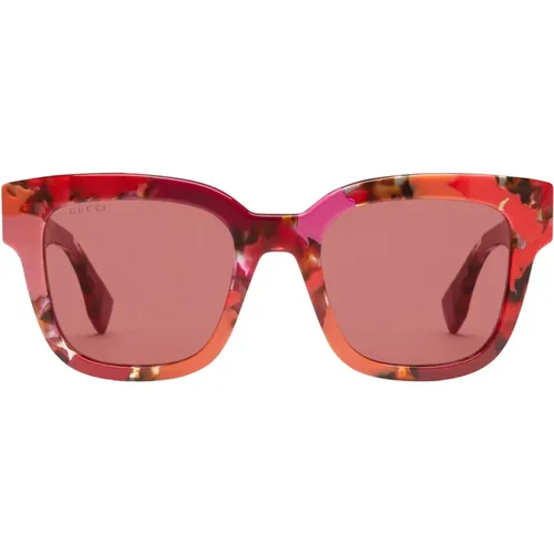 Rote Fassung Sonnenbrille , Damen, Größe: 52 MM - Gucci - Modalova
