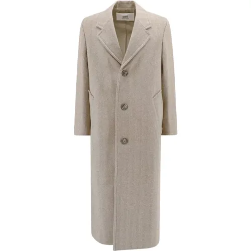 Herringbone Wool Coat Aw23 , male, Sizes: 2XS, 3XS - Ami Paris - Modalova