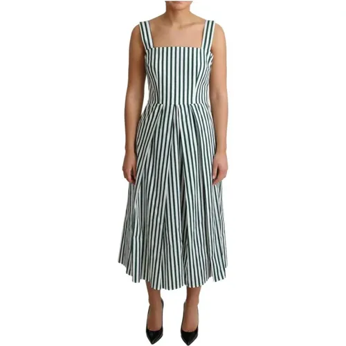 Elegant Sleeveless A-Line Dress in & Green , female, Sizes: S, XS - Dolce & Gabbana - Modalova