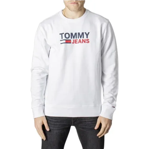 Weißer Print-Sweatshirt , Herren, Größe: 2XL - Tommy Jeans - Modalova