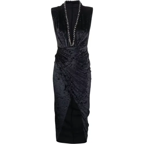 Sophisticated V-Neck Velvet Dress , female, Sizes: XL - Amen - Modalova