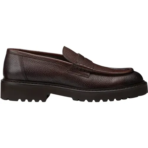 Braune Leder-Loafers mit Gummisohle , Herren, Größe: 42 EU - Doucal's - Modalova