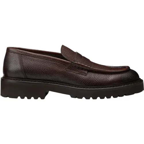 Braune Leder-Loafers mit Gummisohle , Herren, Größe: 44 EU - Doucal's - Modalova