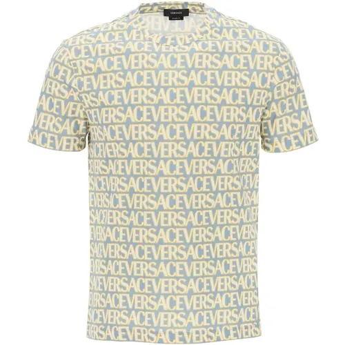 Allover Print Crew-neck T-Shirt , Herren, Größe: M - Versace - Modalova