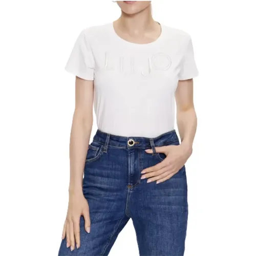 Womens Glitter Ivory T-Shirt , female, Sizes: 2XS, L, XS, M, XL - Liu Jo - Modalova