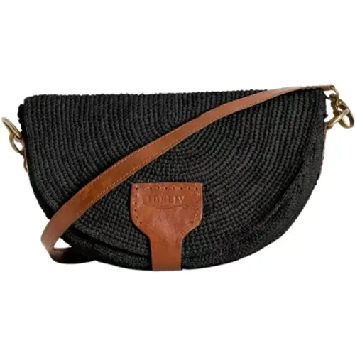 Handgemachte Raphia Tasche mit Lederriemen , Damen, Größe: ONE Size - Ibeliv - Modalova