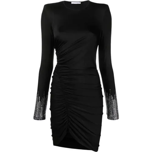 Schwarzes Lycra-Kleid mit Kristalldetail - Amen - Modalova