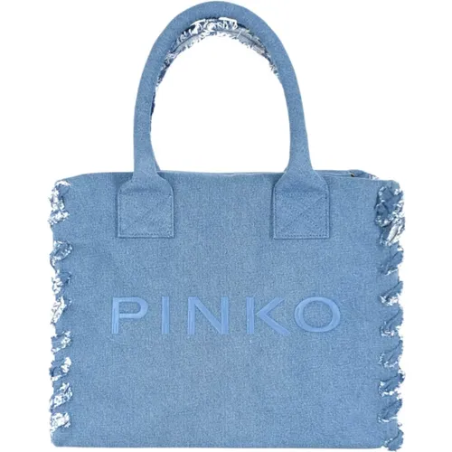 Monochrome Canvas Shopper Bag , female, Sizes: ONE SIZE - pinko - Modalova