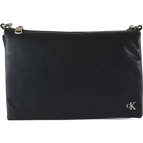 Eco-leather shoulder bag with logo plate , female, Sizes: ONE SIZE - Calvin Klein Jeans - Modalova
