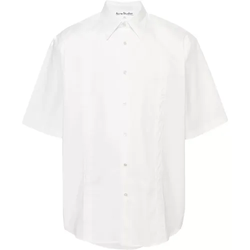 Weiße Baumwoll-Popeline-Hemd mit Paneelen - Acne Studios - Modalova