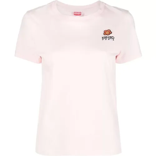 Logo Embroidered Cotton T-Shirt , female, Sizes: L - Kenzo - Modalova