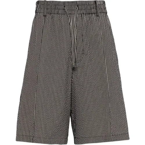 Schwarze Vertikale Streifen Print Shorts , Herren, Größe: XL - Emporio Armani - Modalova
