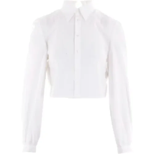 Weiße Cropped Deconstructed Shirt mit Jersey-Einsatz , Damen, Größe: S - MM6 Maison Margiela - Modalova