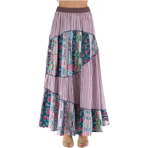 Abstract Multicolored Cotton Skirt , female, Sizes: S, M - Connor & Blake - Modalova