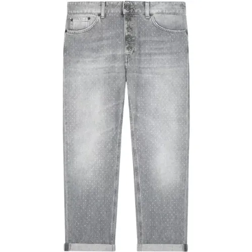 Loose Fit Jeans with Jewel Button , female, Sizes: W25, W28, W27, W26, W30, W24 - Dondup - Modalova